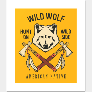 Wild Wolf Native American Design Posters and Art